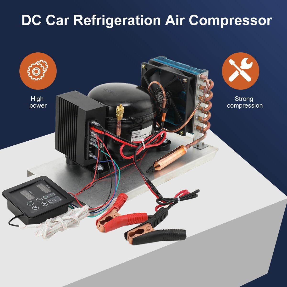 12V-24V DC Car Refrigeration Air Compressor Fridge Freezer Natural Cooling/Air-cooled BD25HC With Temperature Controller