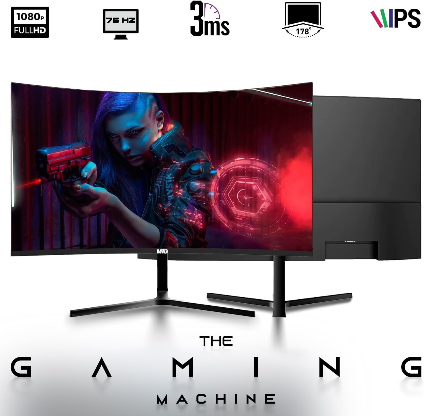 HP G3 Gaming Desktop PC, Intel Core i5 4th Gen, AMD RX 550 Graphics, 16GB RAM, 1TB SSD, MTG New 24 Inch Curved Monitor, RGB Keyboard Mouse, Speaker, Webcam, Windows 11 (Renewed)