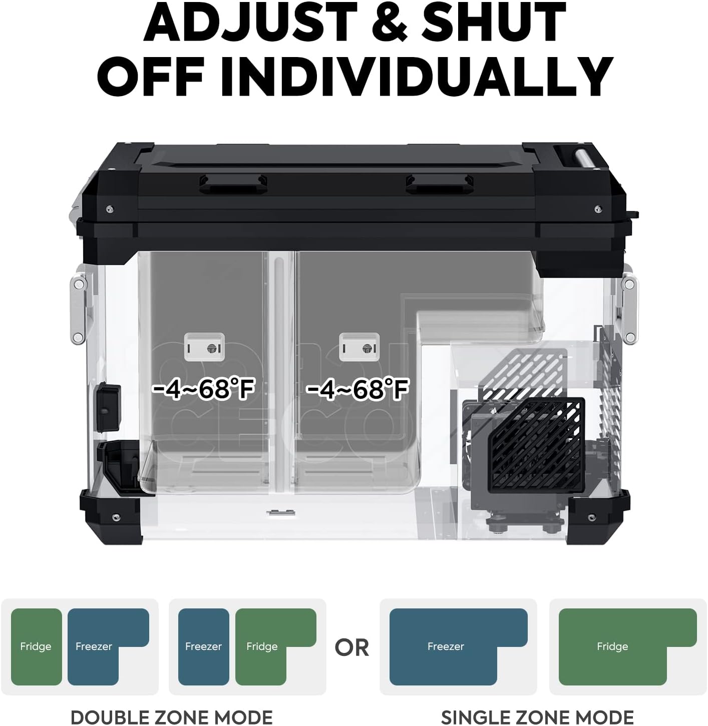 ICECO APL55 58 Quart Portable freezer Car Refrigerator with SECOP Compressor Dual Zone Cooler | AC 110V/ DC 12V | 0℉ to 50℉ | True Freezer for Car, Home, Camping, RV | With Cover | Black