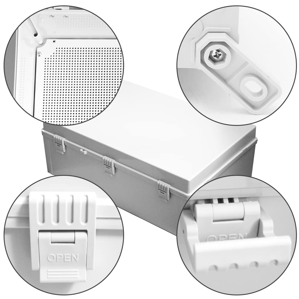 Large Electrical Junction Boxes Hinged Outdoor ABS Plastic Buckle Deep Wall Mount,Dustproof Waterproof IP67 Universal Durable Electrical Big Enclosure with Lock (23.62'x15.75'x8.66')