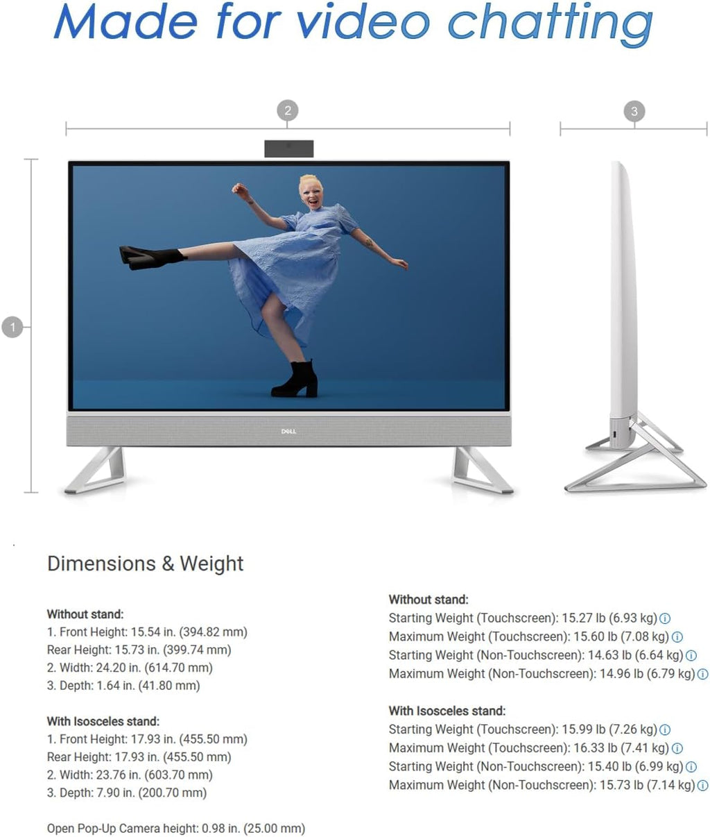 Dell Inspiron 7730 All-in-One Touchscreen Desktop • 27' FHD IPS Display • NVIDIA GeForce MX570A • Intel 10-Core 7-150U • Win 11 Pro • Wireless KB & Mouse • 32 GB RAM, 1 TB SSD • w/Accessories