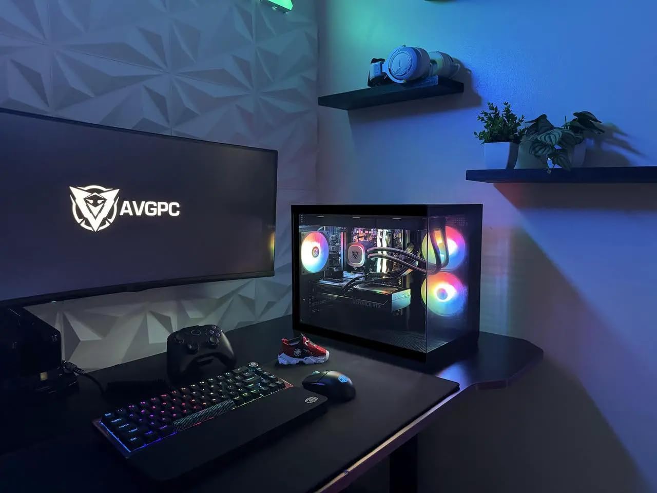 Hellfire Gaming PC - Ryzen 7 5700X 4.6 GHz, RTX 5070 12GB VRAM, 32GB RAM, 1TB NVME M.2 SSD, 360 mm Liquid Cooler, ARGB Fans, WiFi/AC, ATX Case, Windows 11