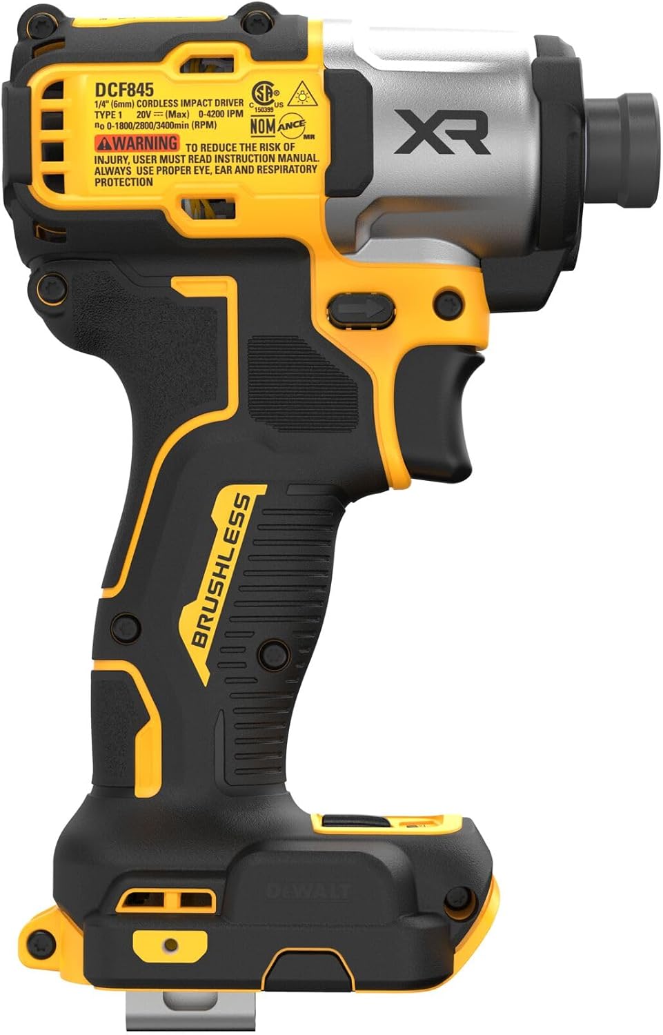 DEWALT 20V MAX XR Impact Driver, 1/4 Inch High Torque Brushless 3 Speed Premium Cordless with LED Light, Extended Runtime, Tool Only (DCF845B)