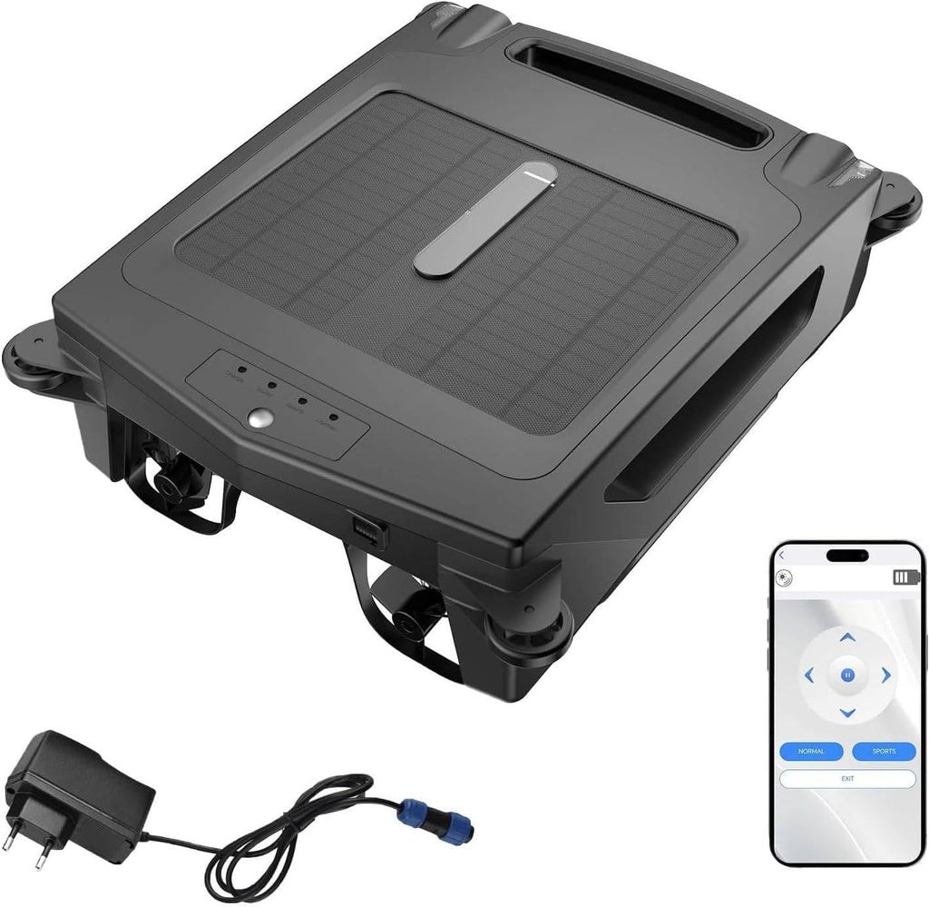 Solar Powered Automatic Robotic Pool Skimmer Cleaner, App Support, Solar Pool Cleaner Dual Mode, Solar & Fast Dual Charging, 3.4L Large Debris Bag, LED Indicator, for All Swimming Pool
