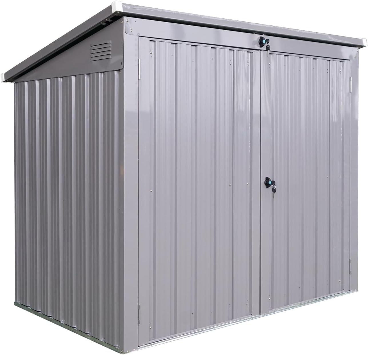 KEIKI 62.25' Garbage Bin Shed Stores 2 Metal Trash Cans with Sloped Roof and Lockable Door,Outdoor Storage for Garden Yard Lawn Patio