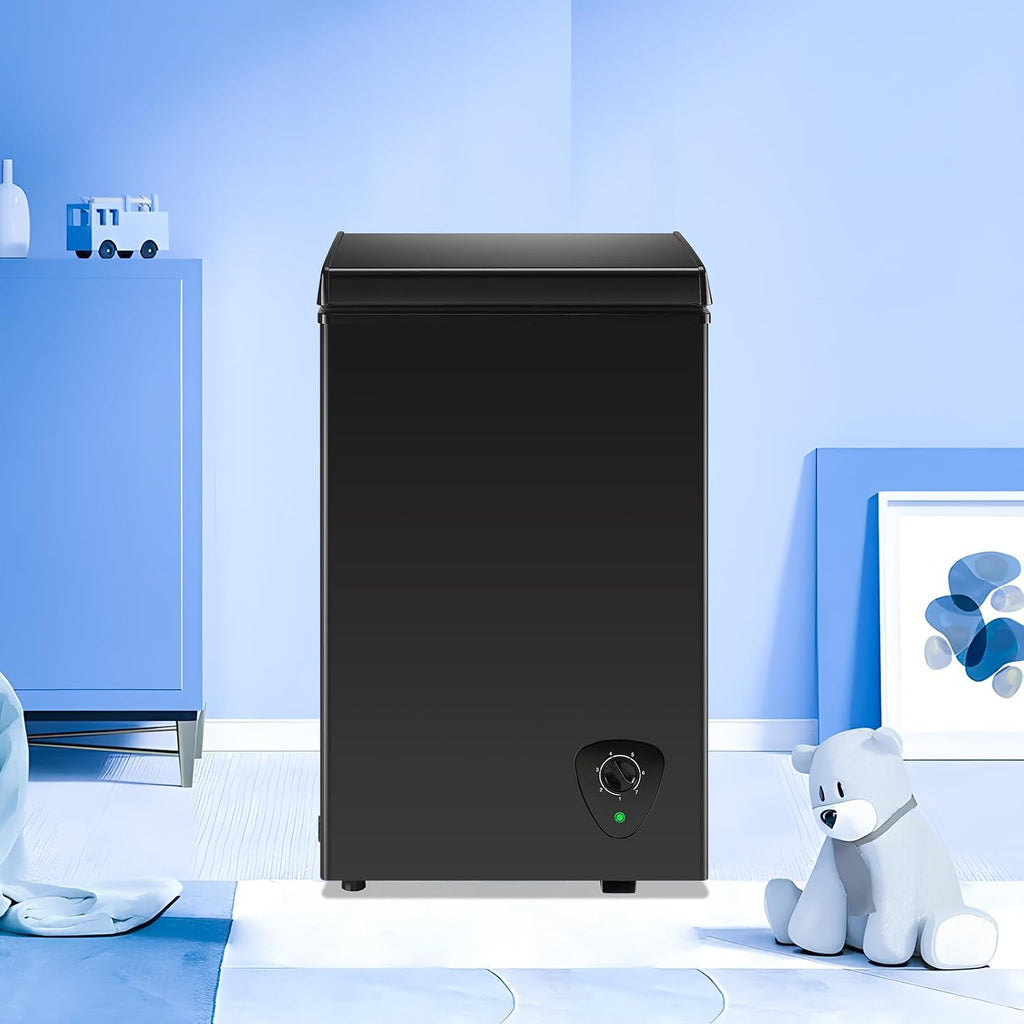 WANAI Chest Freezer Deep Mini Freezer with Compact Capacity Fast Freezing Freezers for Home Office Dorm with 2 Removable Basket Adjustable Feet, 7 Temp Control from -11.2 ℉ to 50 ℉ Black