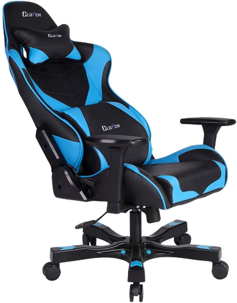 Clutch Chairz - Ergonomic Gaming Chair, Video Game Chairs, Office Chair, High Chair and Lumbar Pillow for Computer Desk – Colour: Black/Blue - Crank Series.