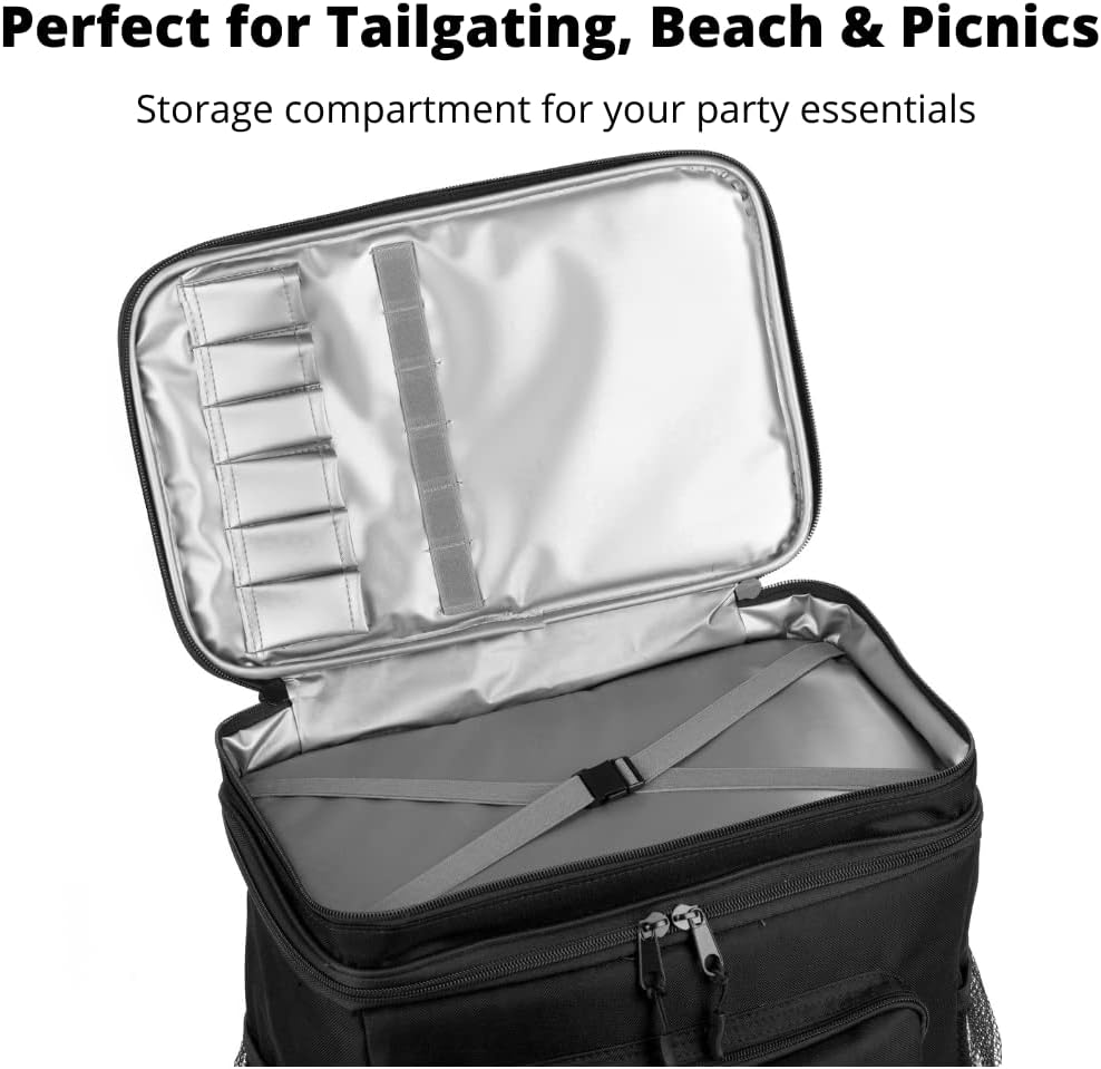 The #1 Rolling Cooler with Speakers on Amazon. 20-Watt Bluetooth Speakers for Parties/Festivals/Boat/Beach/Camping. Rechargeable, Works with iPhone & Android (Black, Latest Premium Edition)