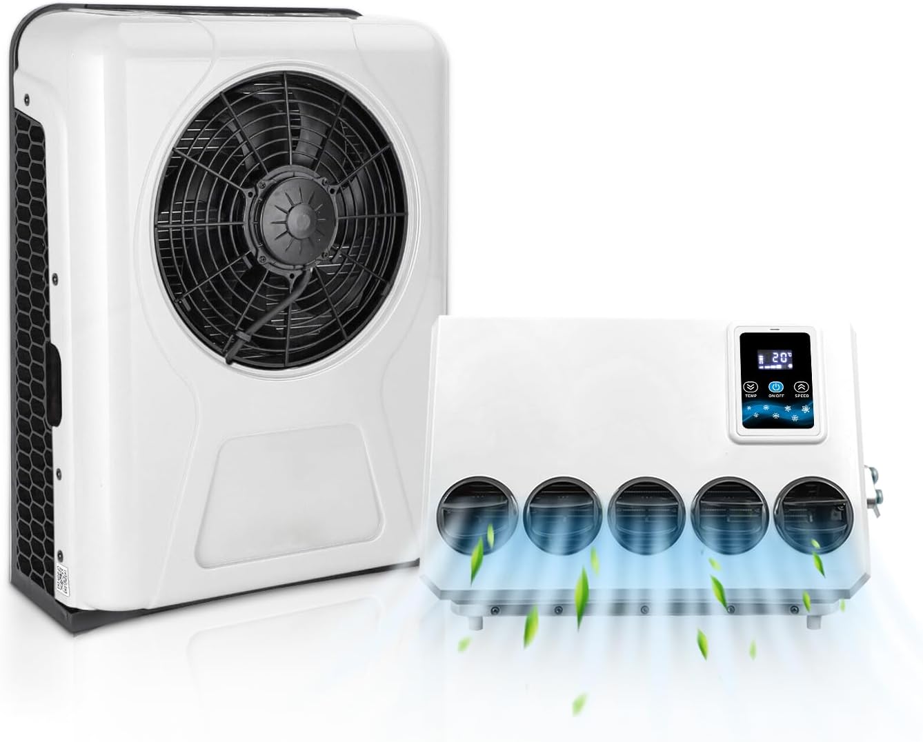 12V Truck Cab Air Conditioner 10000BTU 12 volt Universal dc Air Conditioning Electric Split ac Unit for semi trucks RV Crane Tractor Bus Boat Automotive Camper Van Motorhome New Energy