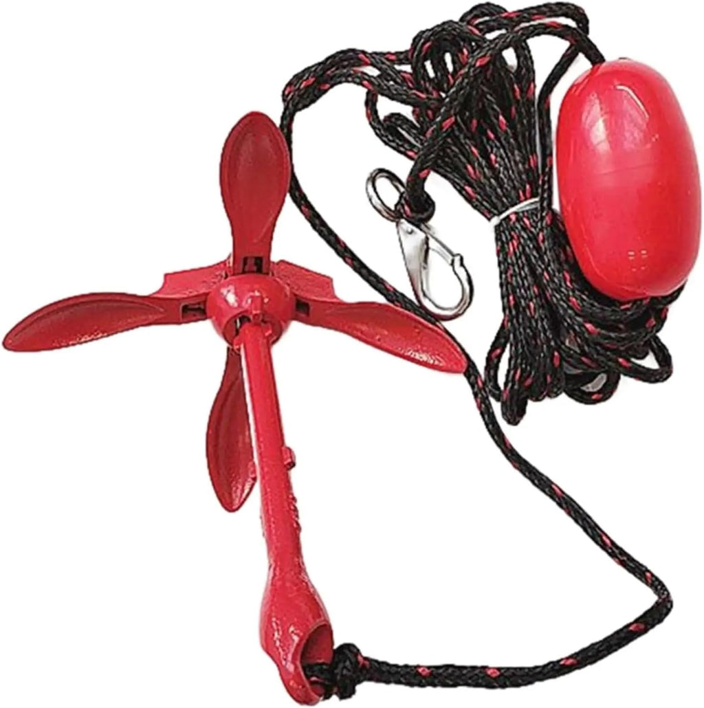 Folding Anchor, Red Spray-Coated Anchor Folding Set Carbon Steel,for Small Boats Canoe Paddle Boards