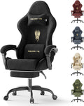 Huracan Velvet Racing Gaming Chair for Adults - Ergonomic Game Chair with Massage Lumbar Pad, Retractable Footrest & Spring Seat Cushion Home Office Video Game Chair, Black