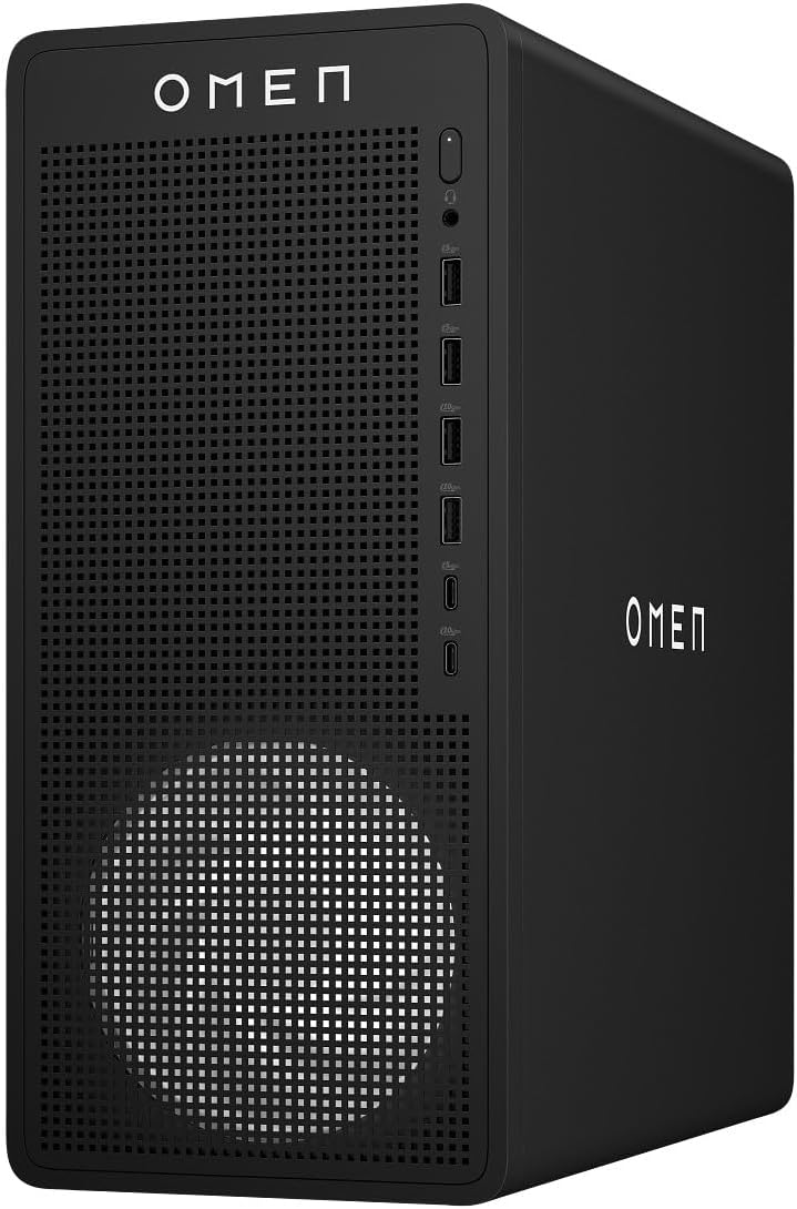 HP Omen 16L Gaming PC (RTX 4060 8GB, AMD Ryzen 7 8700F, 32GB DDR5 RAM, 1TB NVME PCIe SSD, RJ45, WiFi 6 + BT 5.4, USB-C, HDMI, Windows 11 Pro) Desktop Computer for Gamers w/RGB Accessories