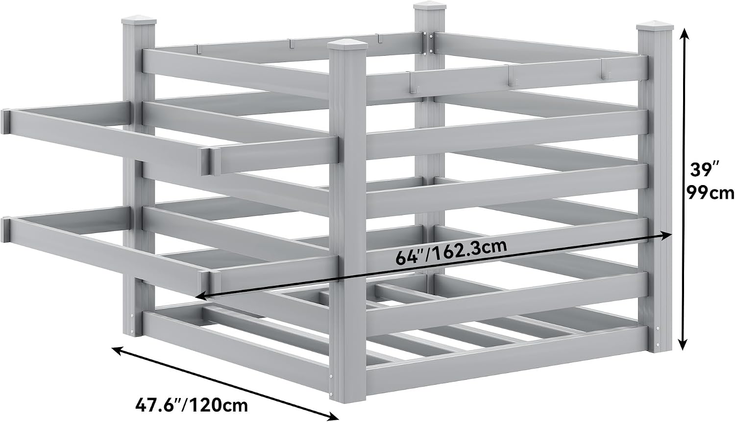 YITAHOME 64' W x 47' L x 39' H Poolside Deckbox Storage Organizer with 6 Movable Hooks, Outdoor Waterproof Pool Storage Bins (Light Gray)