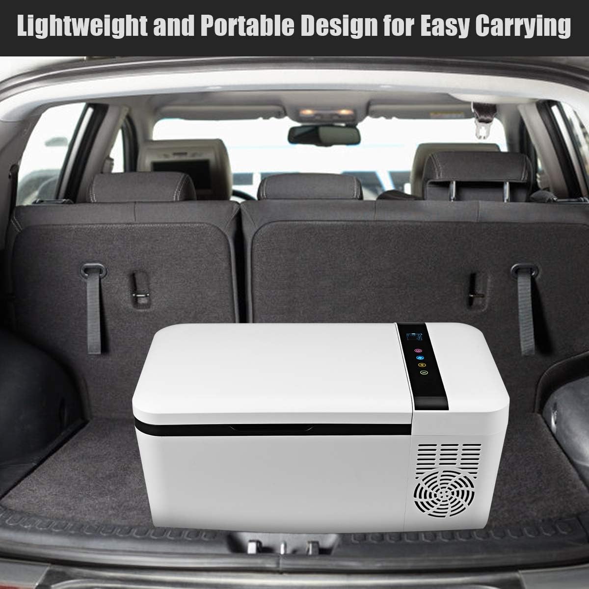 COSTWAY Compact Car Freezer, Portable Travel 12V Fridge, with Compressor, Double Handles, LCD Display Screen for Car and Home, Camping, Truck Party, Travel, Picnic Outdoor (16 Quart)