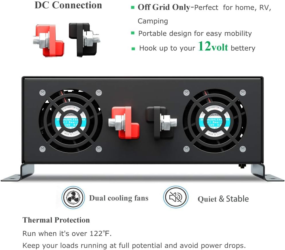 Reliable 3000W High Efficiency Pure Sine Wave Solar Power Inverter 12V 120V 60Hz Power Converter LED Display