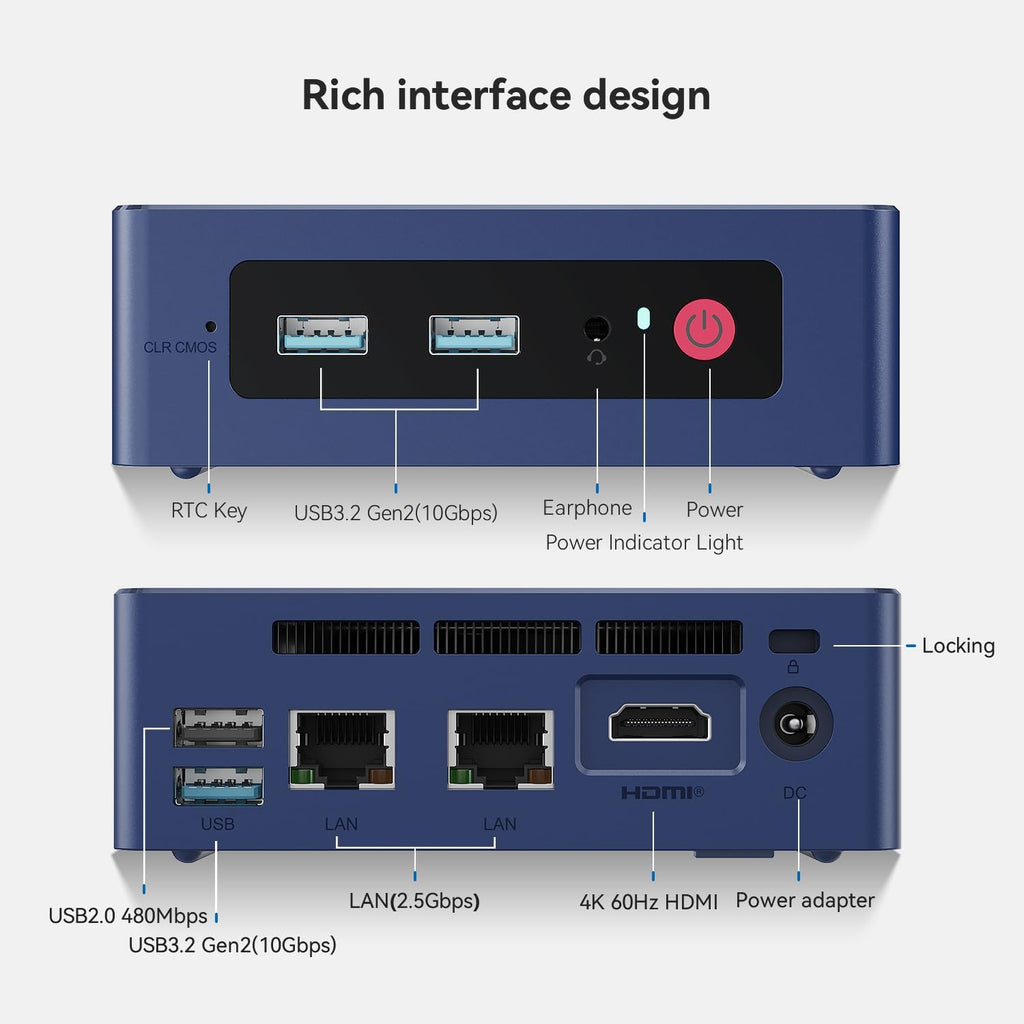 Beelink Mini PC, MINI S13 Intel Twin Lake N150 (Upgraded N100, 4C/4T), Mini Computer 16GB DDR4 RAM 500GB SSD, Desktop PC HDMI 4K UHD/2.5G LAN*2/WiFi6/BT5.2/HTPC/W11 Home