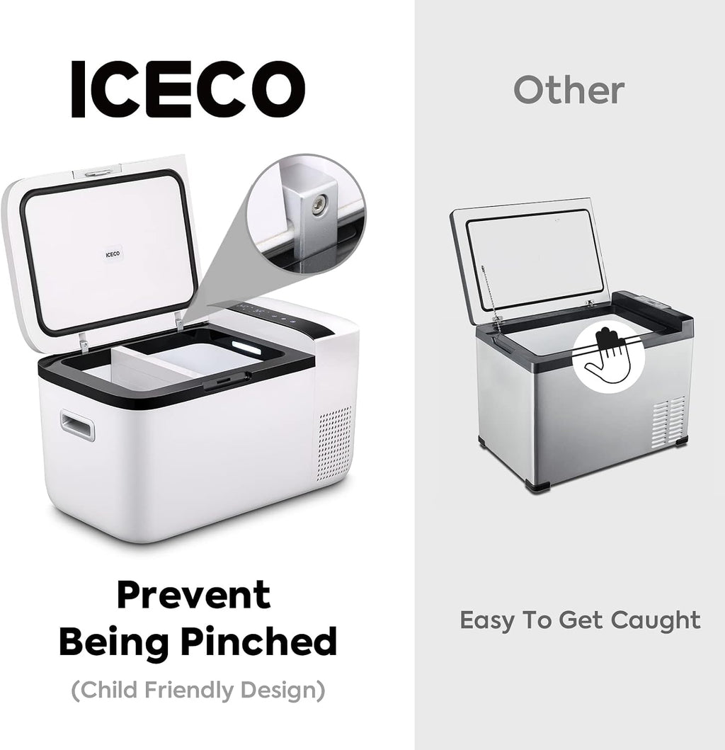ICECO GO20 Portable Refrigerator,21Qt/20L 12Volt Refrigerator Powered by SECOP, 0℉-50℉, Bluetooth Connection, 12/24VDC&110-240VAC, 12v Fridge Freezer for Car |GO20W + Battery