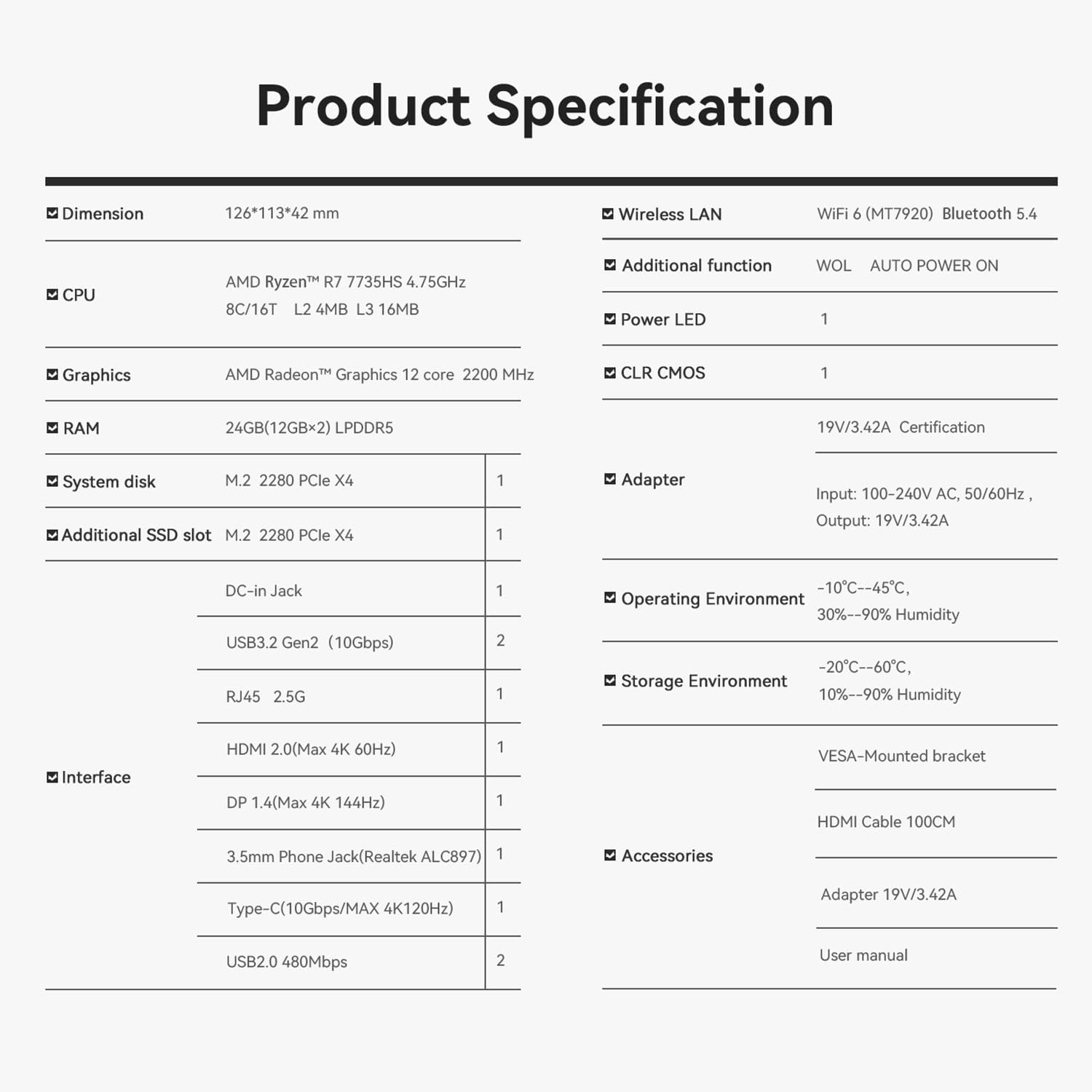 Beelink SER5 MAX Mini PC, AMD Ryzen7 7735HS up to 4.75GHz(8C/16T),24GB LPDDR5 RAM/1TB M.2 PCle SSD/AMD Radeon 680M Graphics 12core 2200MHz Mini Computer/WiFi 6/BT5.4/4K Triple-Display/HDMI,DP,Type-C