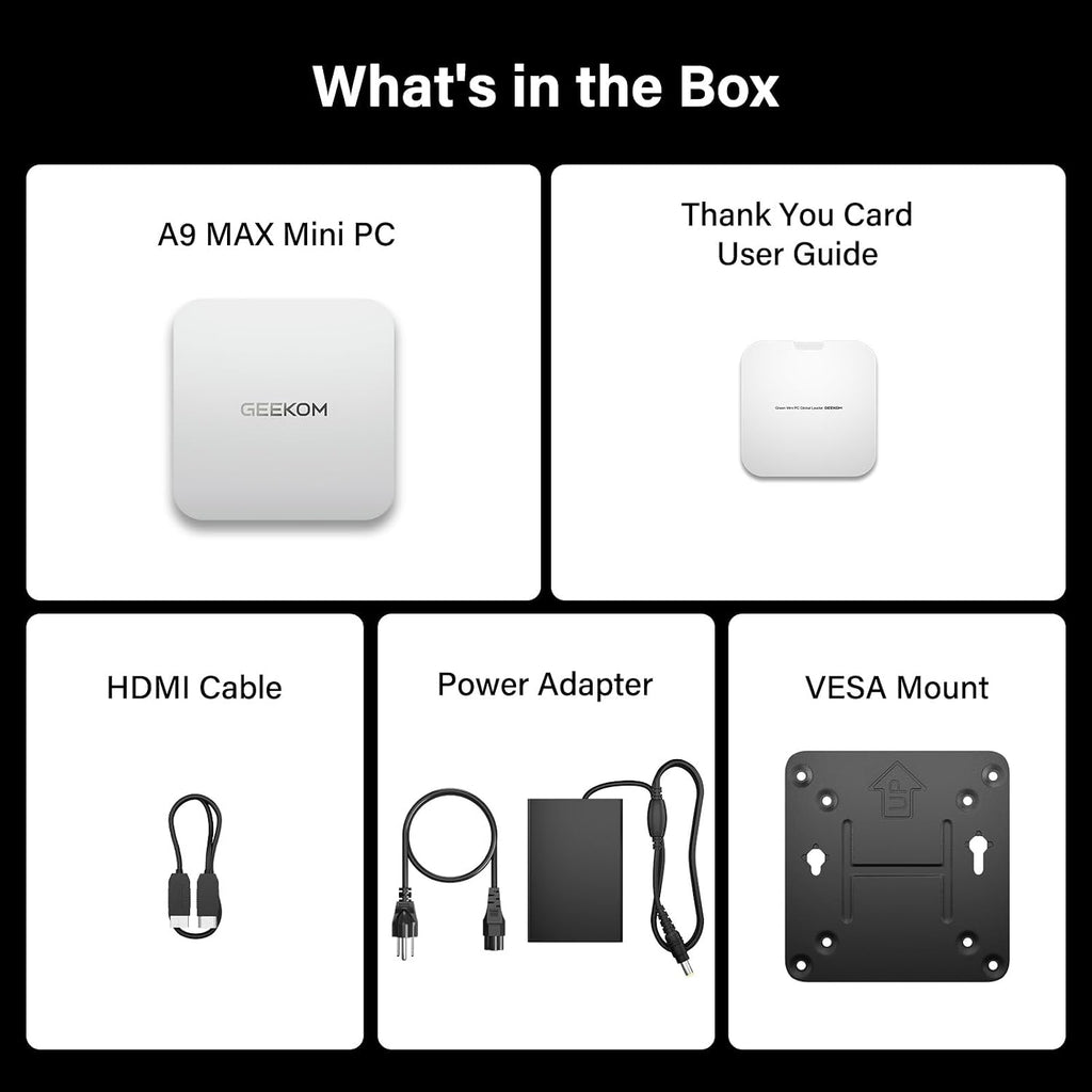 GEEKOM A9 Max High AI Productivity Mini PC,with AMD Ryzen AI 9 HX 370(80 Tops)|32GB RAM+1TB SSD|Copilot+ PC|Win 11 Pro|WiFi 7|BT 5.4|USB4|HDMI 2.1|8K Video Editing|for Business&Gaming