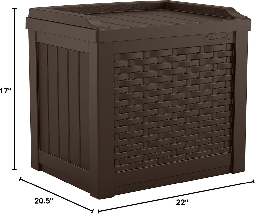 Suncast 22 Gallon Small Resin Storage Seat, Java, SSW600J & Keter Marvel Plus 71 Gallon Resin Outdoor Box for Patio Furniture Cushion Storage, Brown