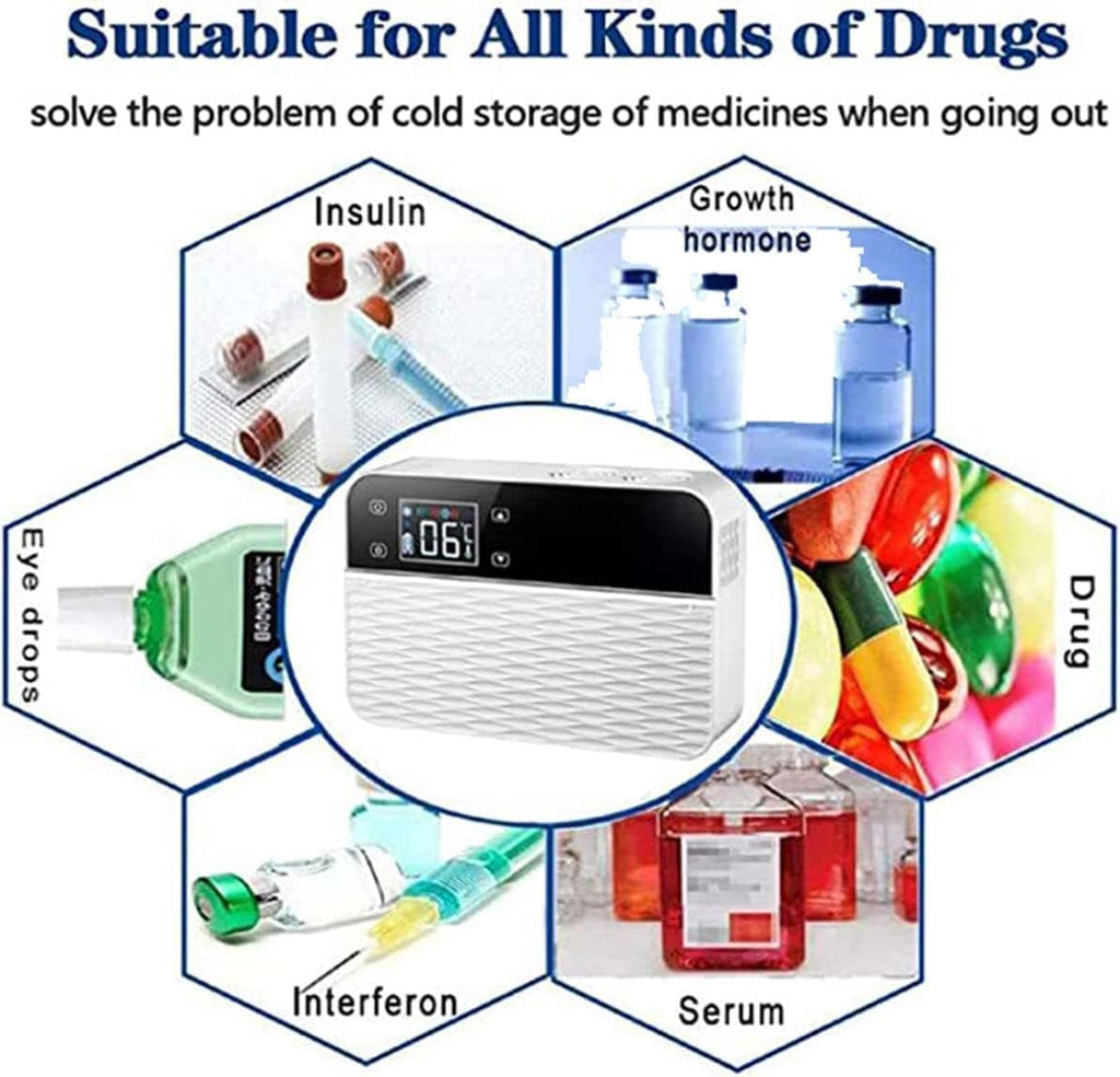 Portable Insulin Travel Bag Insulin Cool Box Refrigerator Insulin Fridge, Fridge, Portable Electric Fridge for Insulin, and Insulin Cooler for Travel, 1xBattery