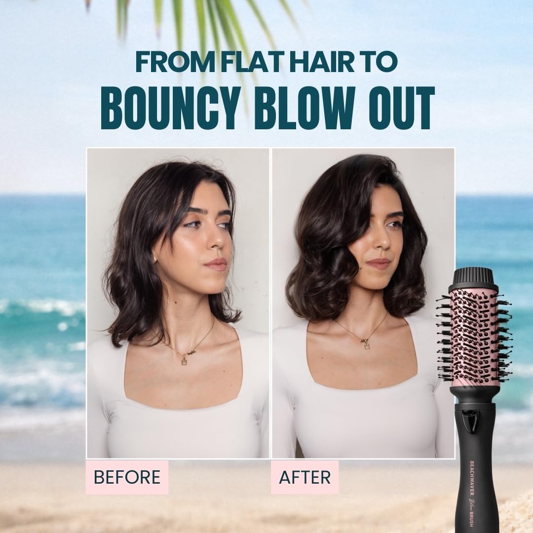 The Beachwaver Co. Blow Brush - Midnight Rose | Versatile Blow-Dry Brush for All Hair Types w/Interchangeable Attachments | 2 Speeds, 4 Heat Settings, and 4 Attachments - One Tool for Endless Looks!