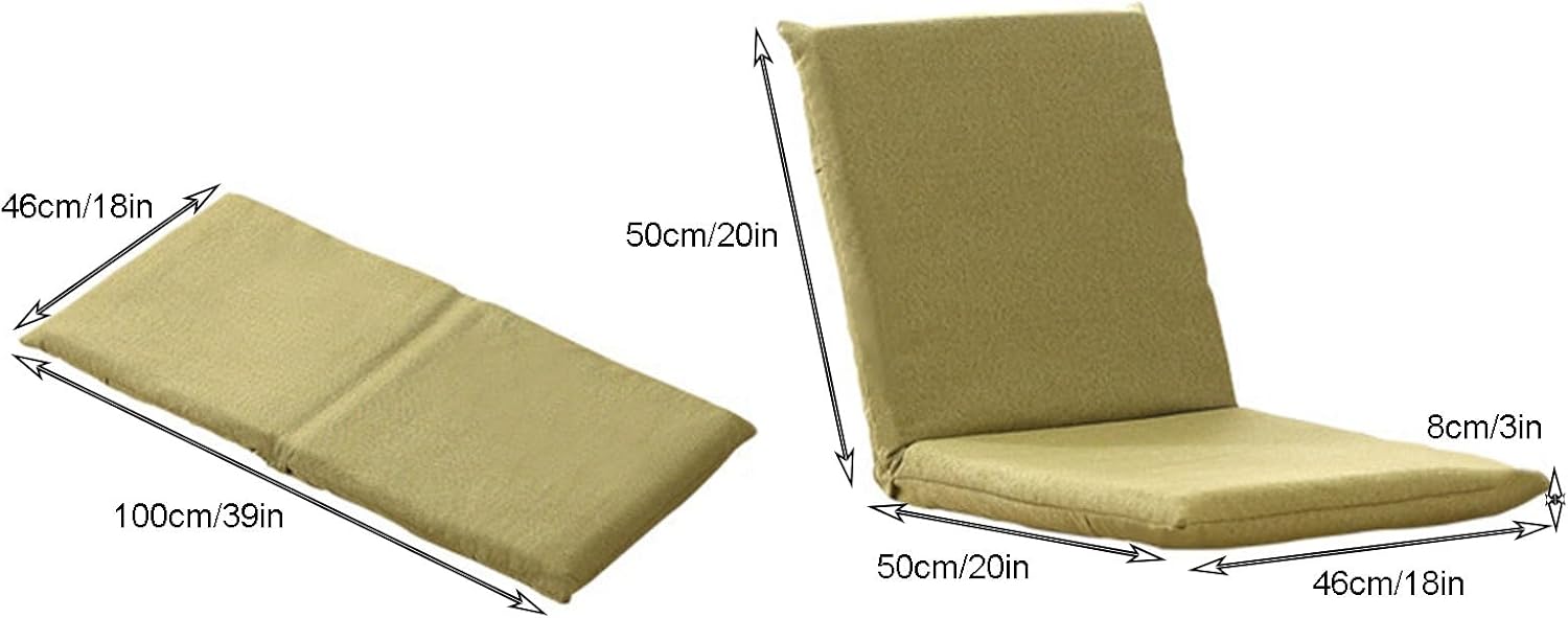 Floor Chair, Gaming Floor Seat for Living Room, Adjustable Backrest with Cotton Linen Cover for Balcony Reading Bedroom Study Room(Beige)
