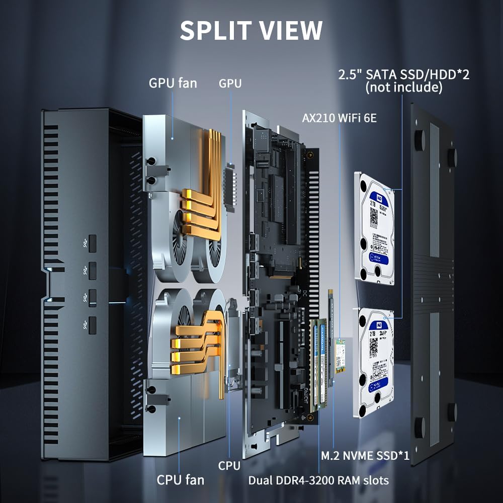 Thdeukoty Mini Gaming Pc Core i9-14900F(up to 5.8GHz) with RTX4070, Small Desktop Computers Win 11 Pro, 16G DDR5 RAM/1T M.2 SSD/WIFI6E/BT5.3/Dual LAN/USB 3.2/8K HDMI DP, Four Display for Game/Design