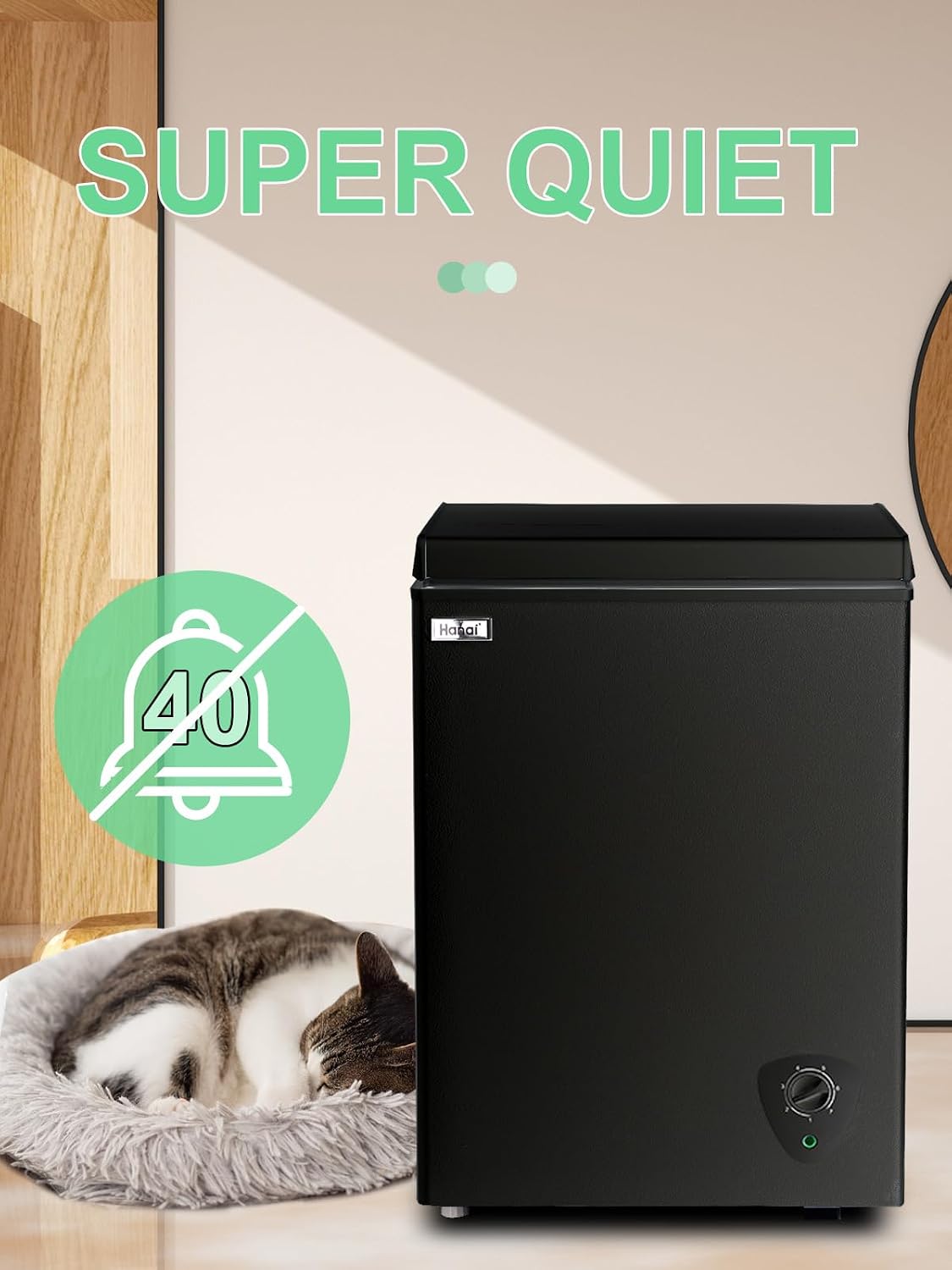 Chest Freezer Small Deep Freezer WANAI 3.5 Cu.Ft Mini Freezer Black Free-Standing Top Door Freezer Adjustable 7 Thermostat and Removable Basket Open Deep Freezer Apartment Kitchen, Black