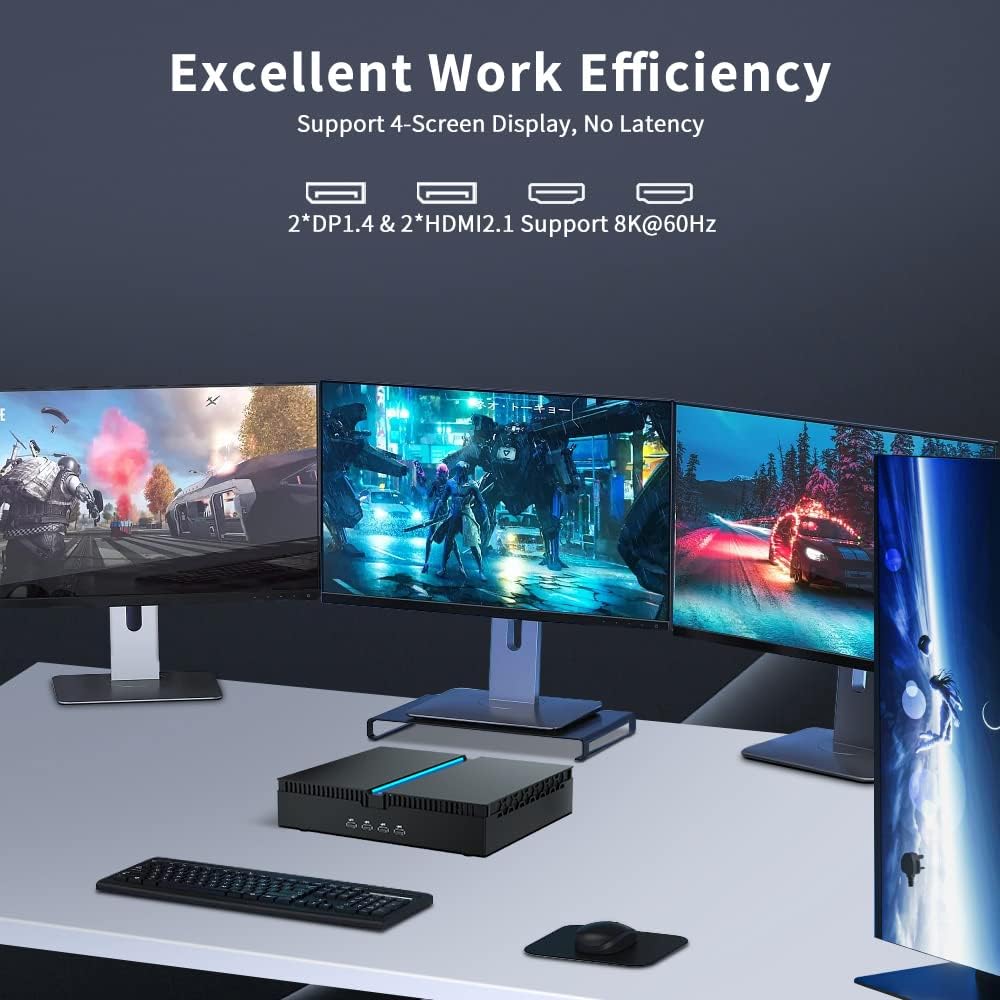 Thdeukoty Mini Gaming Pc Core i9-14900F(up to 5.8GHz) with RTX4070, Small Desktop Computers Win 11 Pro, 16G DDR5 RAM/1T M.2 SSD/WIFI6E/BT5.3/Dual LAN/USB 3.2/8K HDMI DP, Four Display for Game/Design