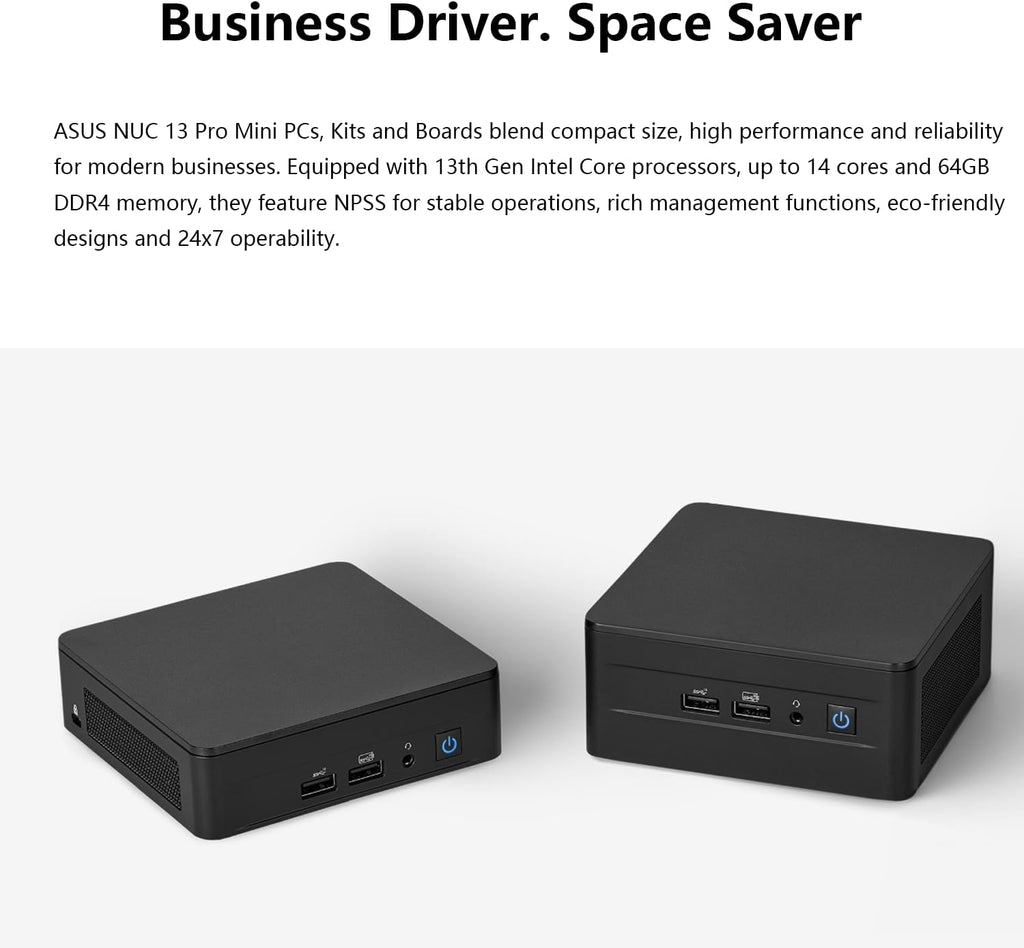 ASUS NUC 13 Pro Mini Desktop, Intel 12-Core i7-1360P, 16GB RAM, 512GB SSD, Wi-Fi 6E, Support 4-Display 4K, Thunderbolt 4, HDMI, Bluetooth, Windows 11 Pro, Black, PC for Home/Business/Gaming