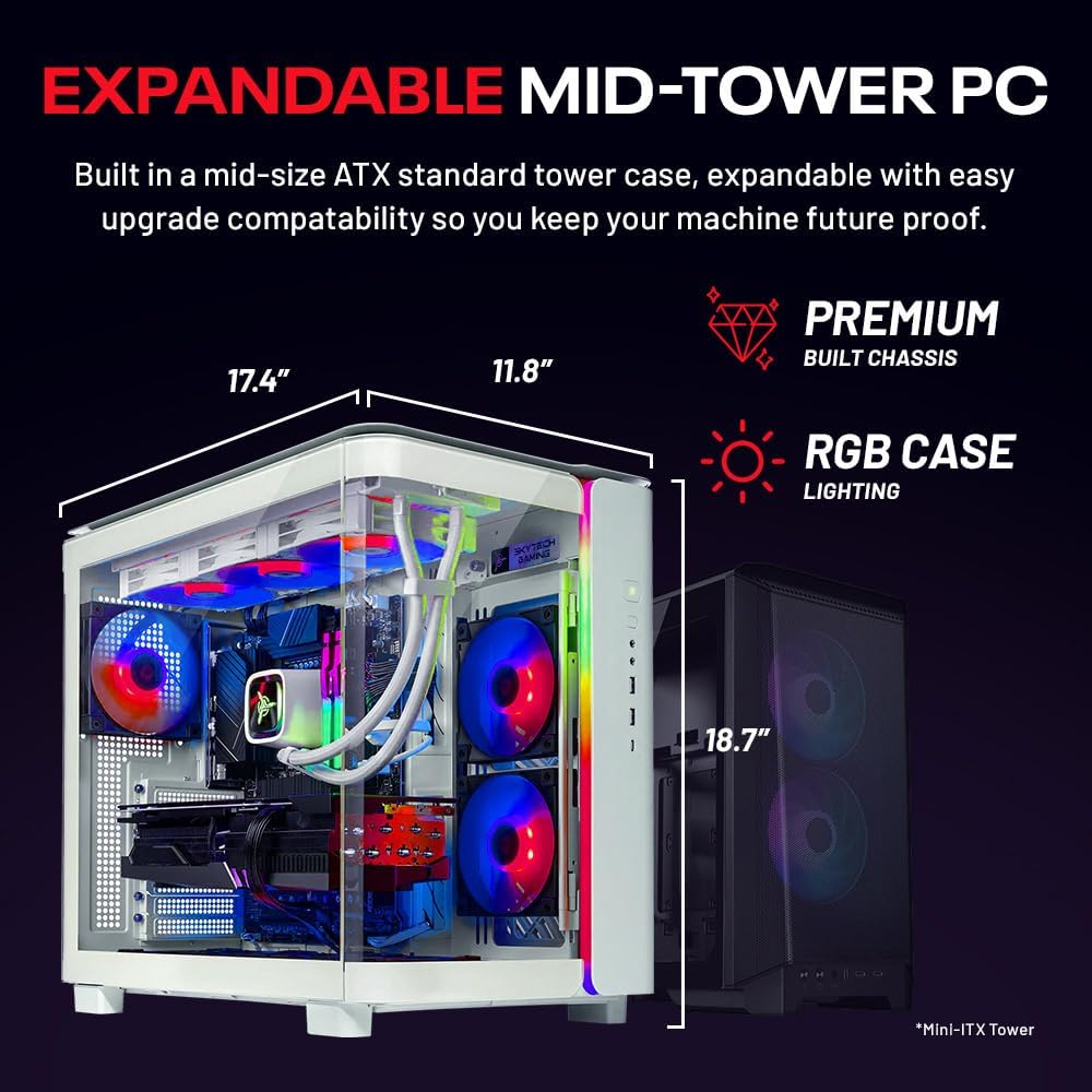 Skytech Gaming King 95 Gaming PC, AMD Ryzen 7 9800X3D 4.7GHz, AMD RX 9070XT 16GB VRAM, 2TB Gen4 NVMe SSD, 32GB DDR5 RAM 6000, 1000W Gold PSU, 360 ARGB AIO, WI-FI 5, Windows 11, Desktop