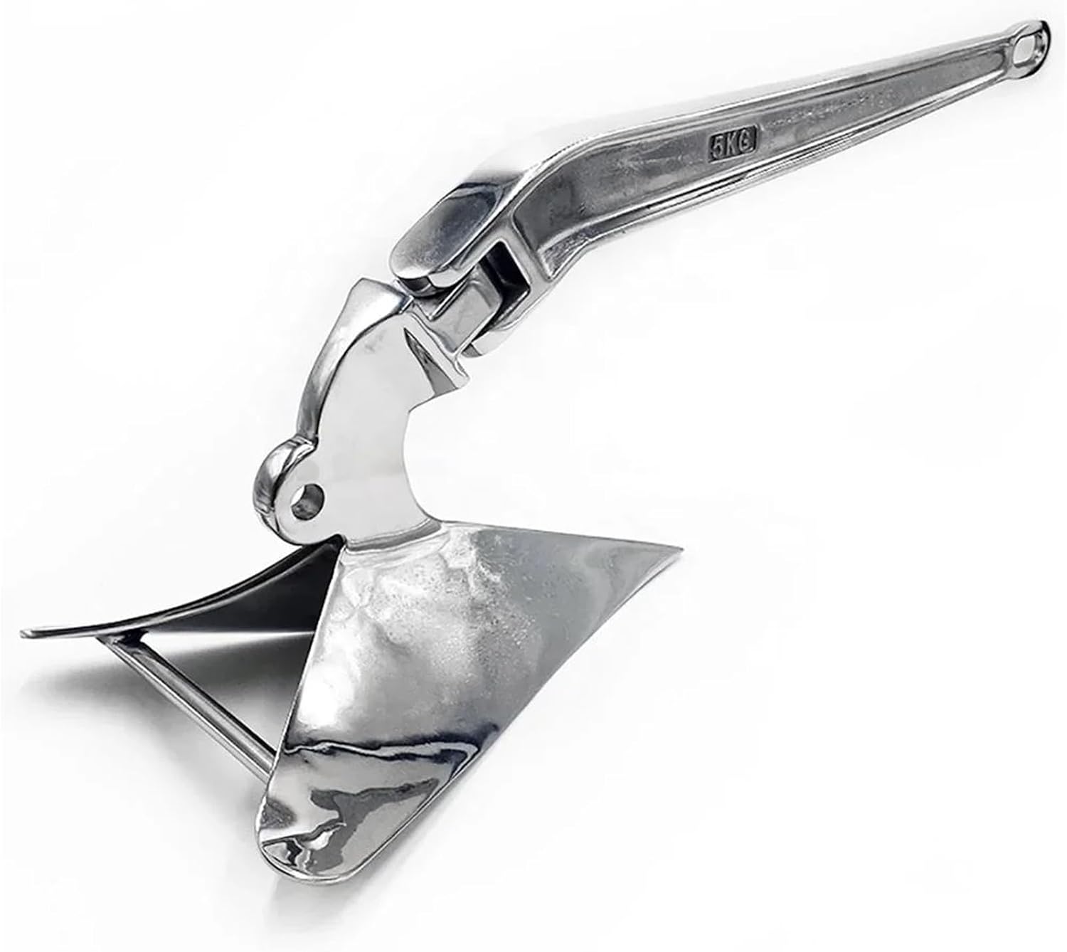 Folding Anchor, Customized Marine Boat Hardware 316 Stainless Steel Swivel Anchor High Polished 7kg Plough,for Small Boats Canoe Paddle Boards