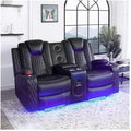 Naomi Home Chicago Home Theater Recliner Chair – Bluetooth Speakers, Wireless Charging, Power Recline, Adjustable Headrest, LED Lighting, Cup Holders & Premium Faux Leather for Ultimate Comfort
