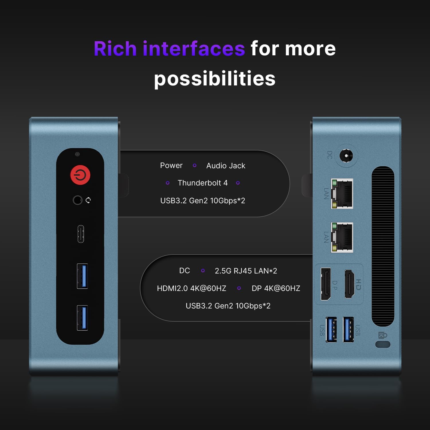 BOSGAME P2 Plus Mini PC - Intel i7-12700H, 32GB DDR5, 512GB NVMe SSD | Win11 Pro | Thunderbolt 4, 4K Triple Display | 2.5G Ethernet + WiFi 6E | Ultra-Compact Desktop Computer