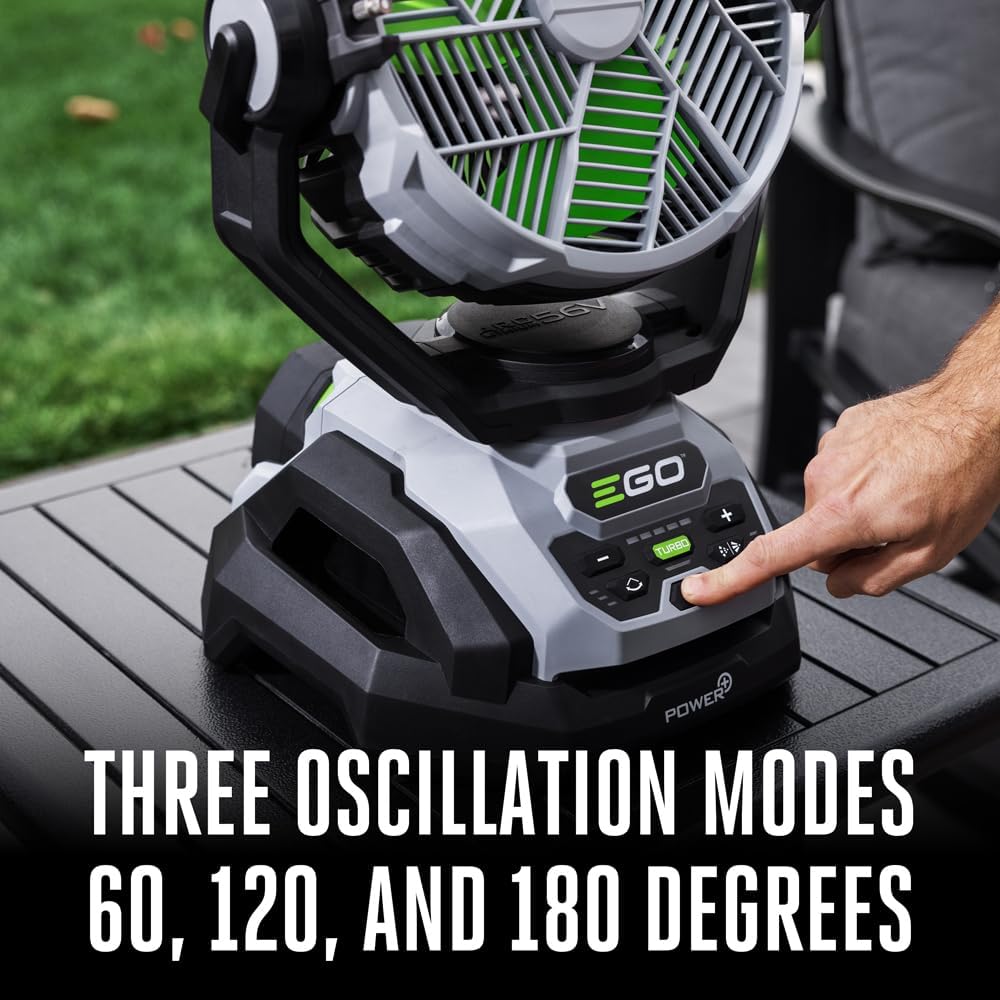 EGO Power+ FN1000 10-Inch 1700CFM 20MPH Oscillating Misting Fan with 6 Speed Modes, 3 Oscillation Modes, 3 Misting Modes, Battery and Charger Not Included, Black