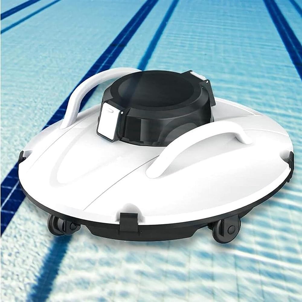 Cordless Swimming Pool Cleaner, Swimming Pool Cleaning Robot, Rechargeable Automatic Pool Vacuum Cleaner, 90 Mins Runtime, for Above Ground Flat Pool, Pond, Fountain Cleaning