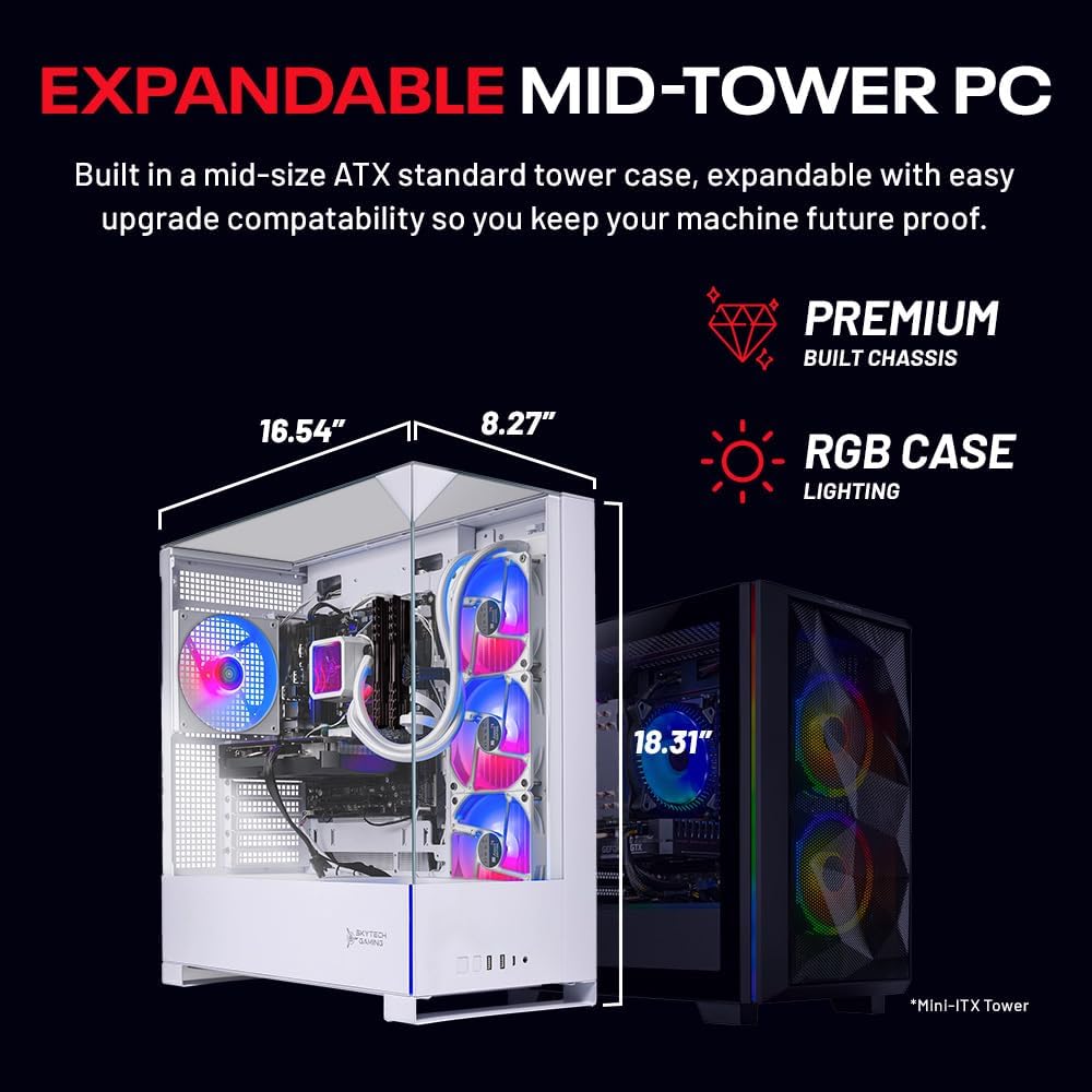 Skytech Gaming Archangel 5 Gaming PC, Intel Ultra 7 270K 5.4GHz, NVIDIA RTX 5070 12GB VRAM, 1TB NVMe SSD, 32GB DDR5 RAM 5600, 750W Gold PSU, 360 ARGB AIO, WI-FI 6, Windows 11, Desktop