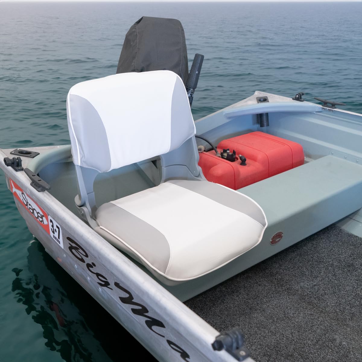 Oceansouth Skipper folding boat seat (Blue/White) seat boat fishing seats canoe with back support paddleboard kayak cushion covers waterproof cushions swivel bobber jon bass accessories mount base