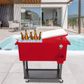 80 Quart Rolling Cooler Cart with Shelf and Bottle Opener for Patio Party