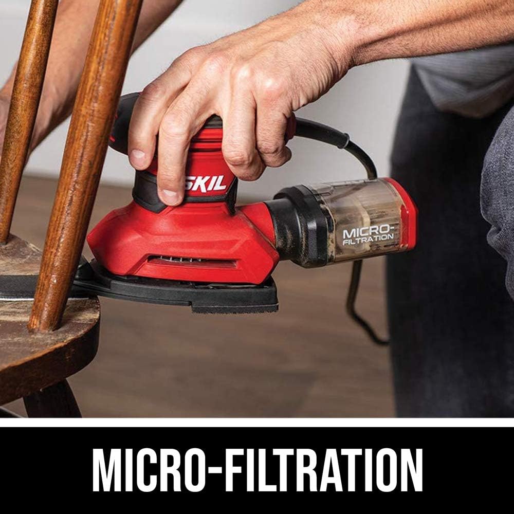 SKIL Corded Multi-Function Detail Sander with Micro-Filter Dust Box 3 Additional Attachments & 12pc Sanding Sheet- SR232301,(Pack of 4)