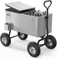 VINGLI 80 Quart Wagon Rolling Cooler Ice Chest, w/Long Handle and 10' Wheels, Portable Beach Patio Party Bar Cold Drink Beverage, Outdoor Park Cart on Wheels
