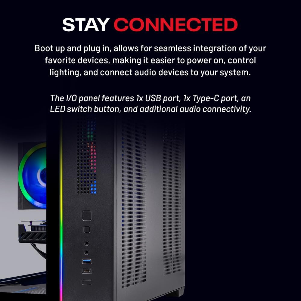 Skytech Gaming Crystal Desktop PC, Intel Ultra 5 245K 4.2 GHz (5.2 GHz Turbo), AMD RX 9060 XT 16GB, 1TB Gen4 NVMe SSD, 32GB DDR5 RAM 5600 RGB, 650W Gold PSU, Wi-Fi, Win 11
