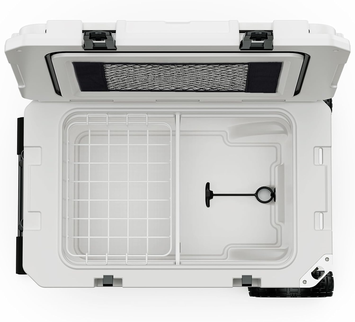 55 Quart Cooler with Wheels, Ice Chests Portable Camping Cooler Holds Ice up to 6 Days, Leak-Proof Outdoor Insulated Cooler with Handle, Cup Holders, Hard Cooler for Camping, Beach, Boat