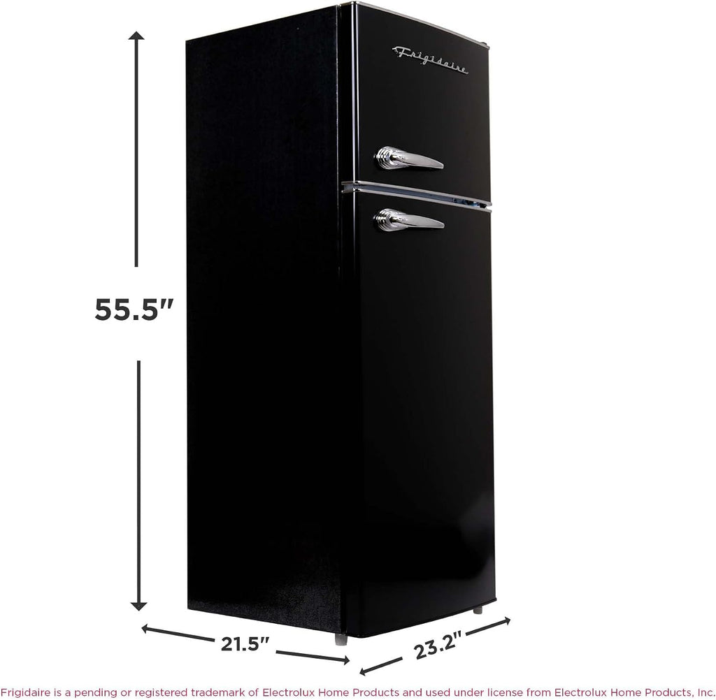 Frigidaire EFR786 Retro Apartment Size Refrigerator with Top Freezer - 2 Door Fridge with 7.5 Cu Ft of Storage Capacity, Adjustable Spill-Proof Shelves, Door & Crisper Bins, Black