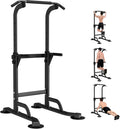 WATBKHE Power Tower Pull Up Dip Station Foldable, Pull Up Bar Station Adjustable, Multi-Function Home Gym, Strength Training Fitness Equipment, Triangular Design, for Home Outdoor