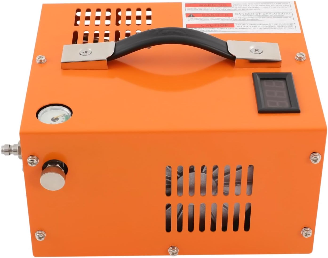 PCP Compressor,Air Gun High Pressure Pump Transformer 4500psi 12V High Pressure Air Compressor Built-in Transformer Portable High Pressure Pump Fan Cooling (Orange)