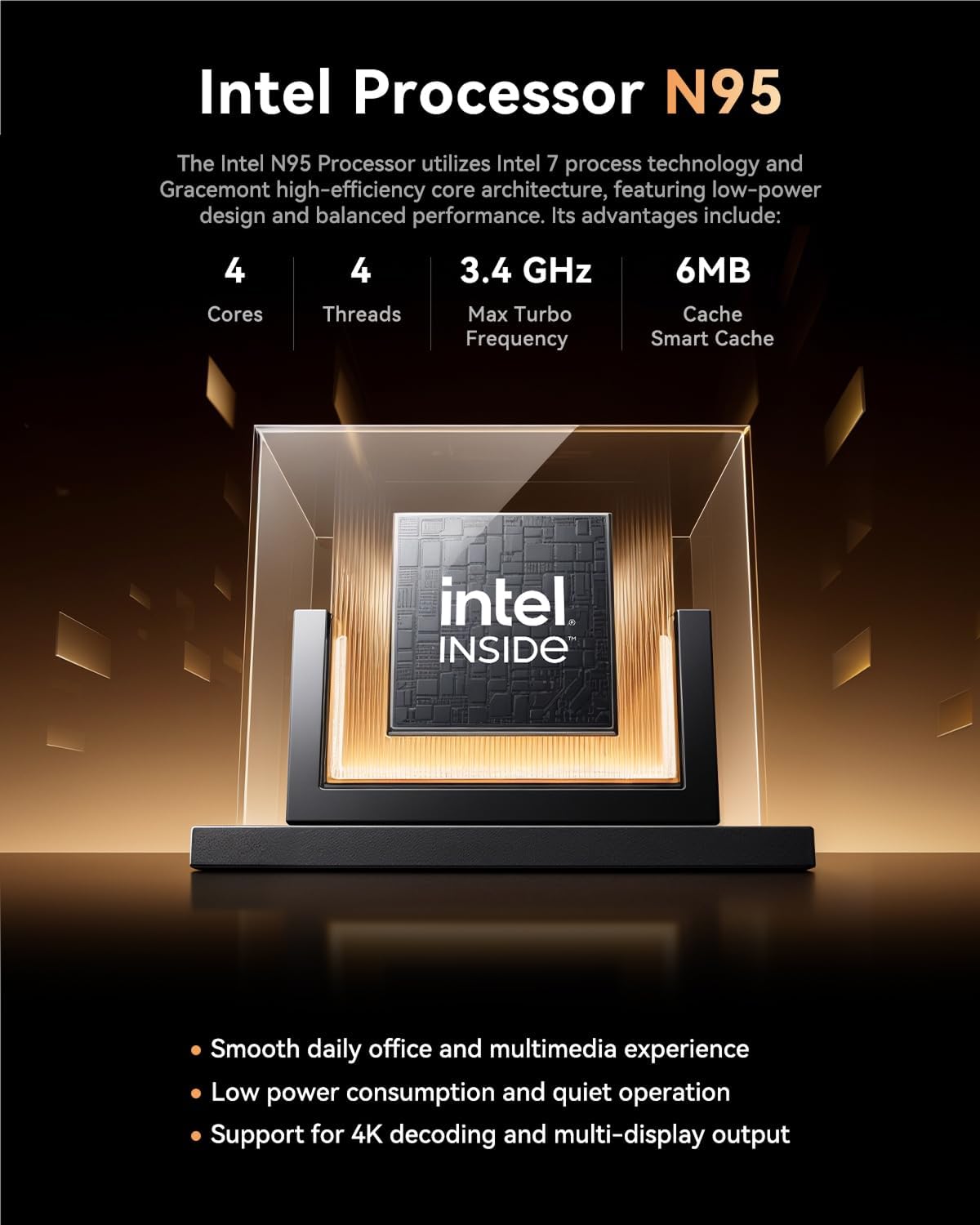 KAMRUI Essenx E1 Mini Computer with N95 Processor, 12GB LPDDR5 256GB M.2 SSD Mini PC, Small PC Support Dual 4K, WiFi, Ethernet, Bluetooth, Mini Desktop PC for Business