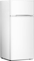 Antarctic Star Compact Refrigerator,4.5 Cu.Ft. Mini Separate Freezer Double 2-Door Adjustable Removable Shelves for Apartment/Dorm/Office,WHITE