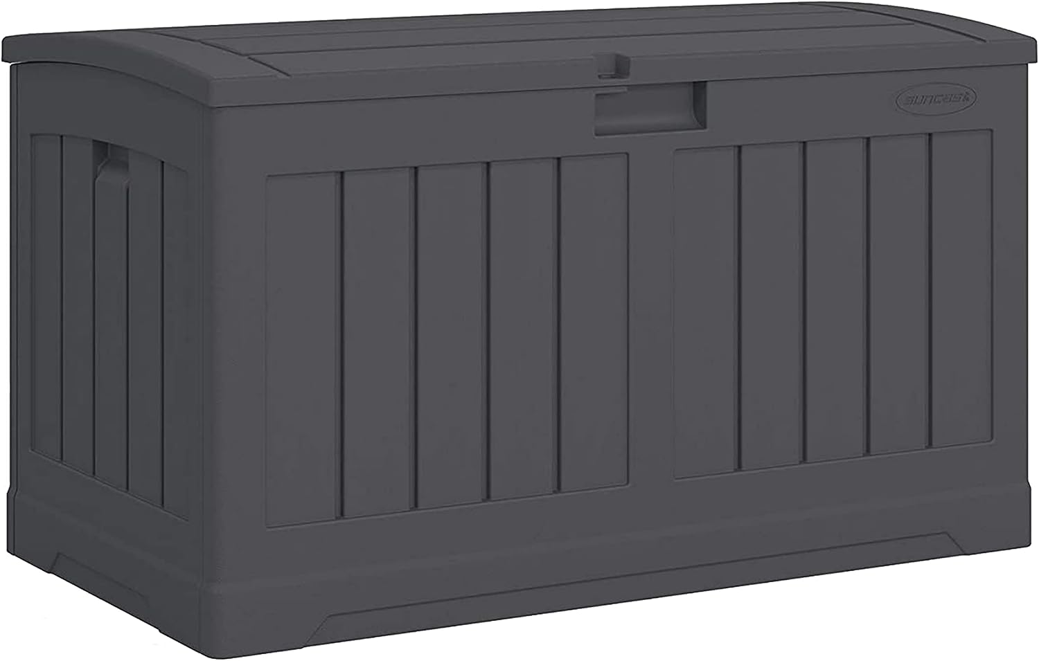 Suncast 50 Gallon Medium Capacity All Weather Construction Resin Outdoor Storage Deck Box with Arched Lid for Patio, Garden, or Pool, Peppercorn | EAST OAK Deck Box, 31 Gallon Indoor and Outdoor Storage Box